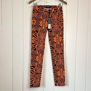 The People VS Orange and Black Abstract Zebra Print Pants. Size 8.